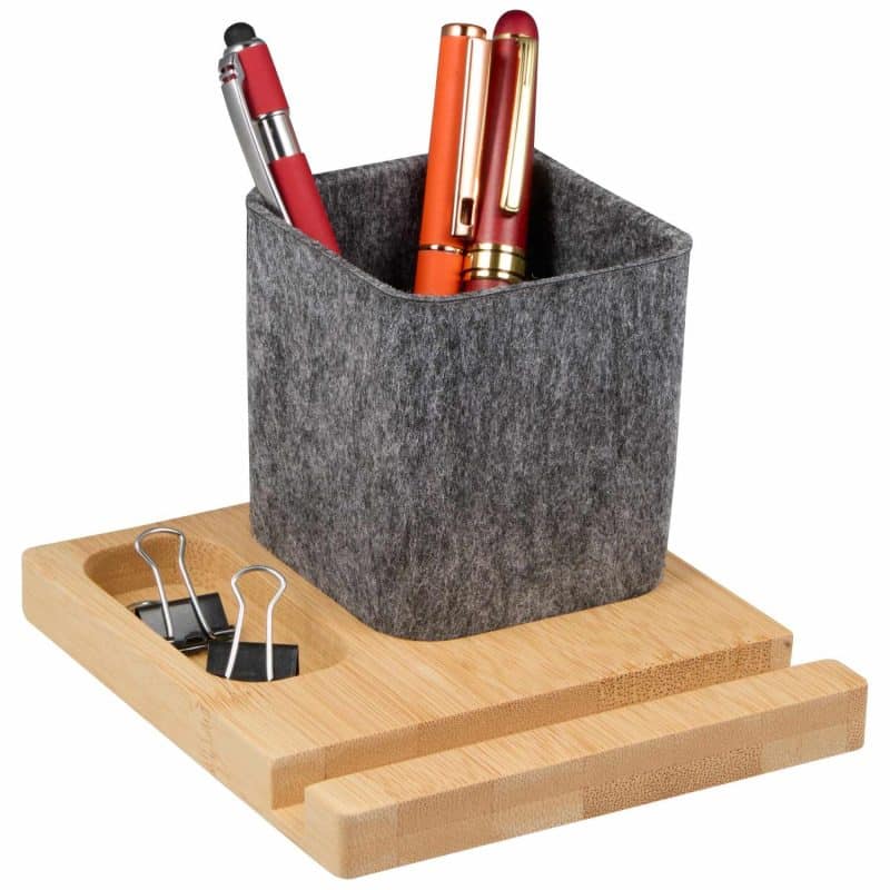 Custom Recycled Felt & Bamboo Pen Holder - 8