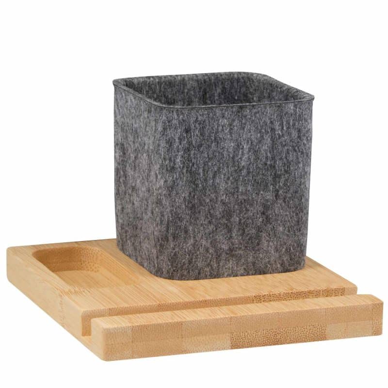 Custom Recycled Felt & Bamboo Pen Holder - 9