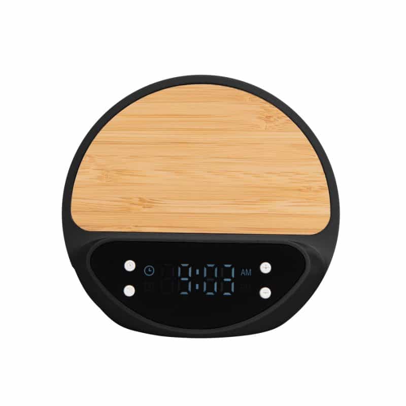 Custom 10w Bamboo Wireless Charger With Digital Clock - 1