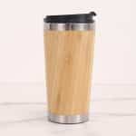 Custom 15 Oz. (450 ml) Double Wall Vacuum Natural Bamboo Coffee Mug Travel Mug (BORAH) - 1