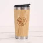 Custom 15 Oz. (450 ml) Double Wall Vacuum Natural Bamboo Coffee Mug Travel Mug (BORAH)