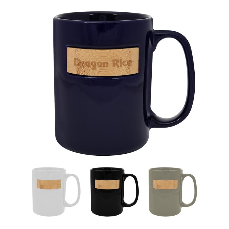 Custom 15 Oz. Peek-a-bamboo Stoneware Mug