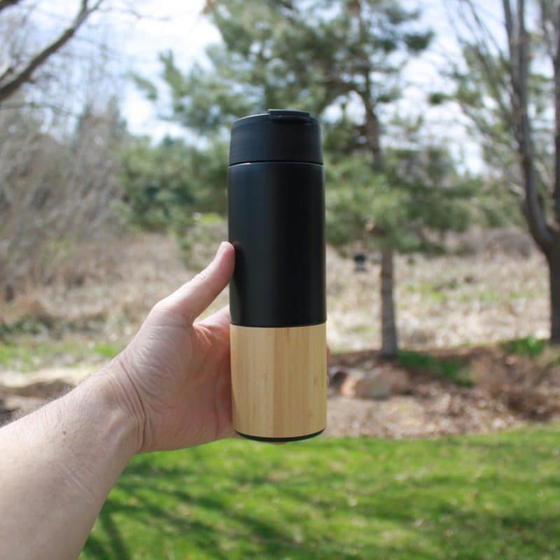 Custom 17 oz (550 ml) Double Wall Vacuum Bamboo Coffee/Travel Mug (DIAMOND) - 2