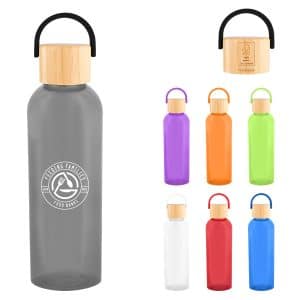 Custom 20 Oz. Ally Rpet Bottle With Bamboo Lid And Easy Carry Handle