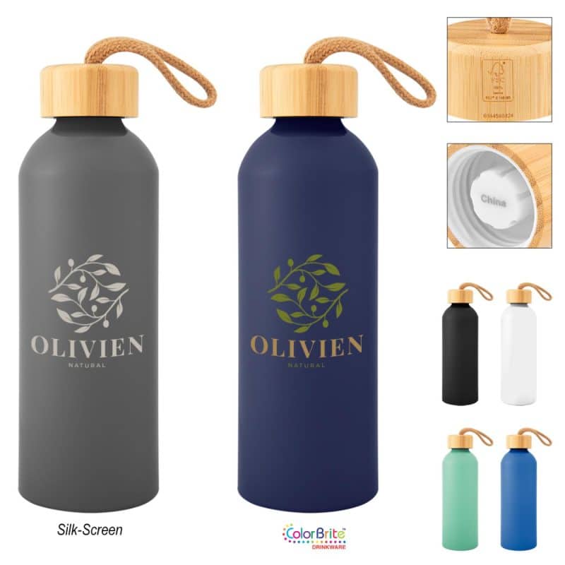 Custom 25 Oz. Blaire Recycled Aluminum Bottle With Bamboo Lid