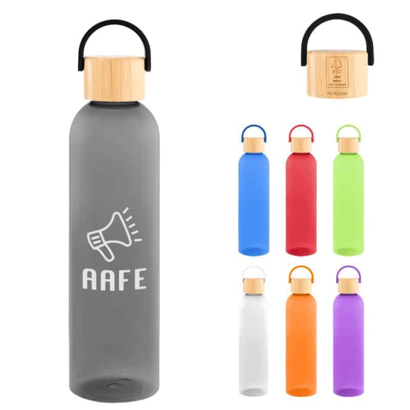 Custom 32 Oz. Jeffrey Rpet Bottle With Bamboo Lid And Easy Carry Handle