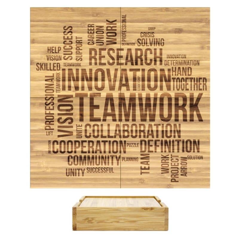 Custom 4 Piece Bamboo Coaster Set w/Case - 6