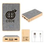 Custom 5000 Mah Bamboo & Recycled Fabric Power Bank