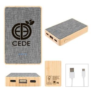Custom 5000 Mah Bamboo & Recycled Fabric Power Bank