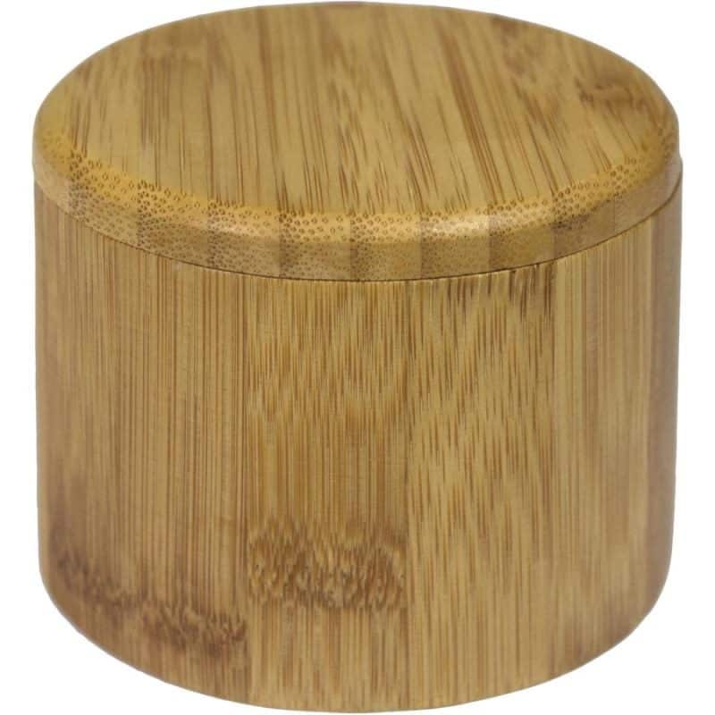 Custom 6 oz. Round Bamboo Salt Box with Lid - 1