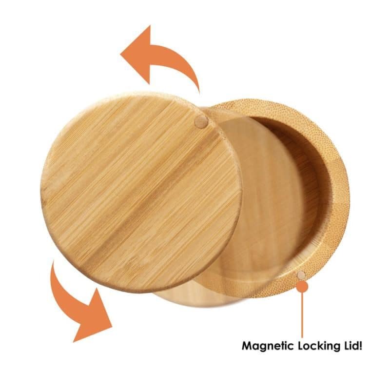 Custom 6 oz. Round Bamboo Salt Box with Lid - 3