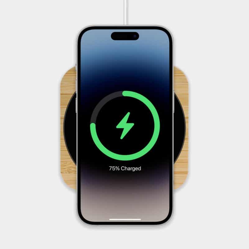 Custom Aspen Qi - 15W Eco Bamboo Charger With LED Display - 2
