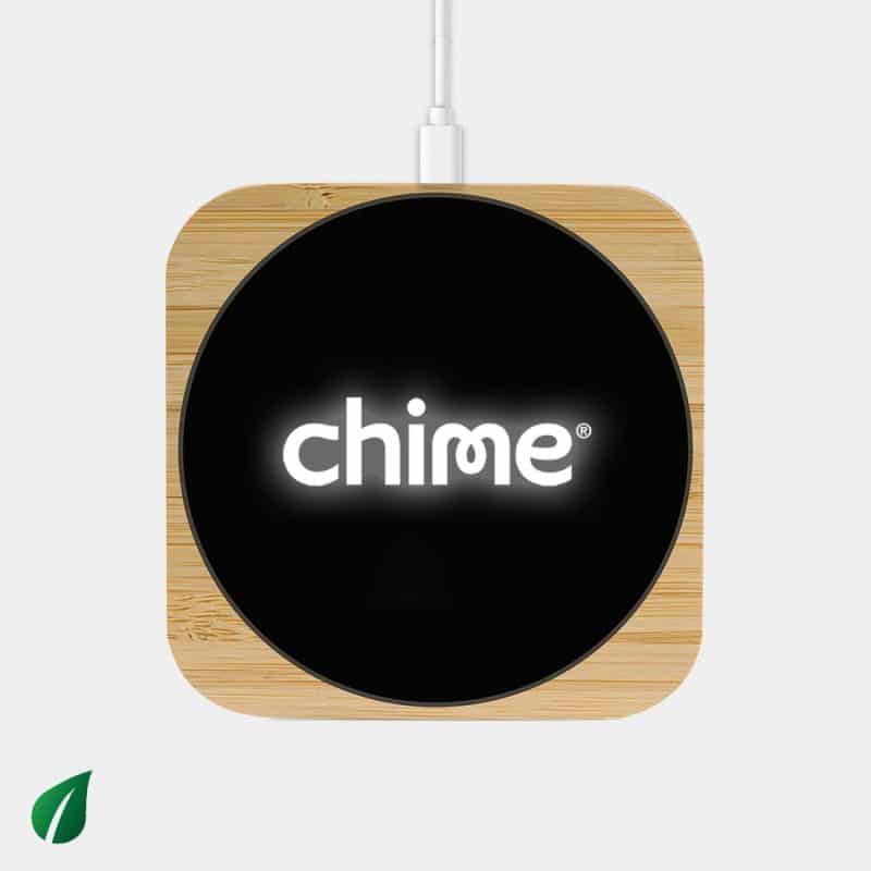 Custom Aspen Qi - 15W Eco Bamboo Charger With LED Display