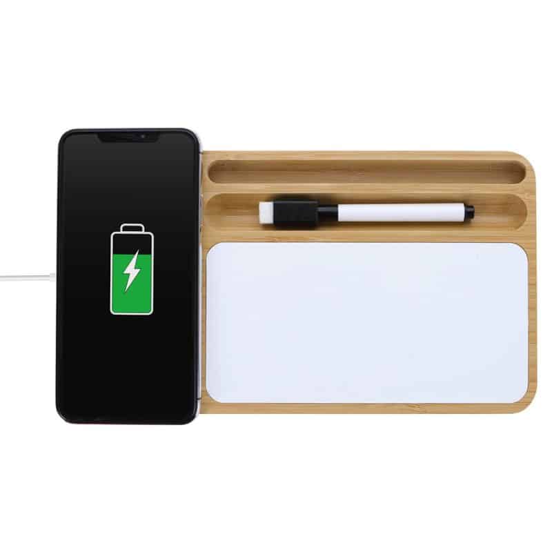 Custom Bamboo 10W Wireless Charging Base with Dry Erase Board - 1