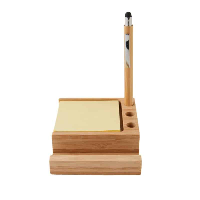 Custom Bamboo Desk Organizer w/Phone Holder - 2