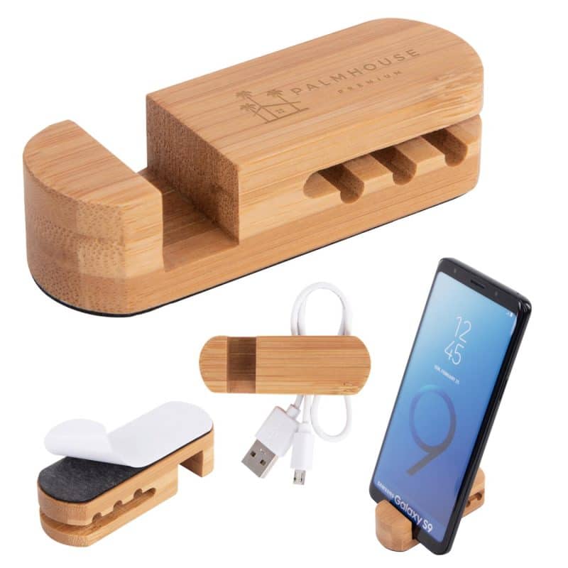 Custom Bamboo Desktop Cable Organizer - 2