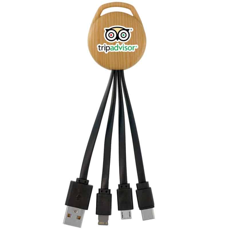 Custom Bamboo Pattern Vivid 3-in-1 Charging Cable - 3