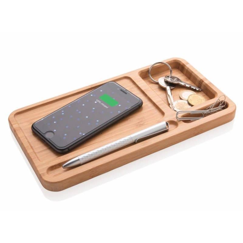 Custom Bamboo Qi-Wireless Desk Organizer Tray (10W) (BLACKFOOT) - 2