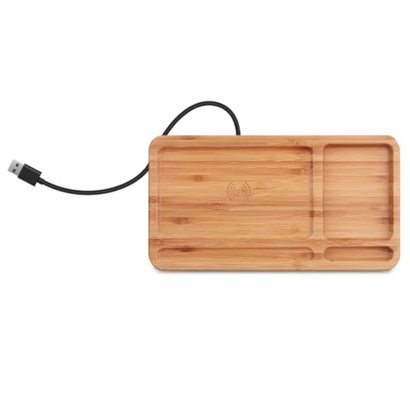 Custom Bamboo Qi-Wireless Desk Organizer Tray (10W) (BLACKFOOT) - 3