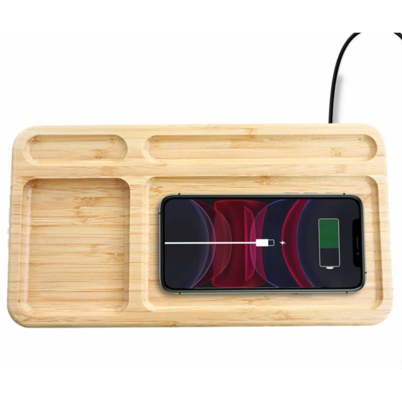 Custom Bamboo Qi-Wireless Desk Organizer Tray (10W) (BLACKFOOT) - 6