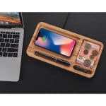 Custom Bamboo Qi-Wireless Desk Organizer Tray (10W) (BLACKFOOT) - 8