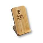 Custom Bamboo Qi-Wireless Phone Stand 10W Fast-Charge (BEND)