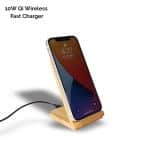 Custom Bamboo Qi-Wireless Phone Stand 10W Fast-Charge (BEND) - 2