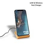 Custom Bamboo Qi-Wireless Phone Stand 10W Fast-Charge (BEND) - 5