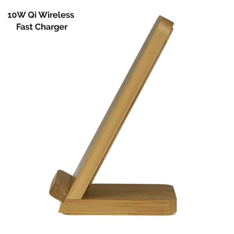 Custom Bamboo Qi-Wireless Phone Stand 10W Fast-Charge (BEND) - 7