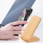 Custom Bamboo Qi-Wireless Phone Stand 10W Fast-Charge (BEND) - 9