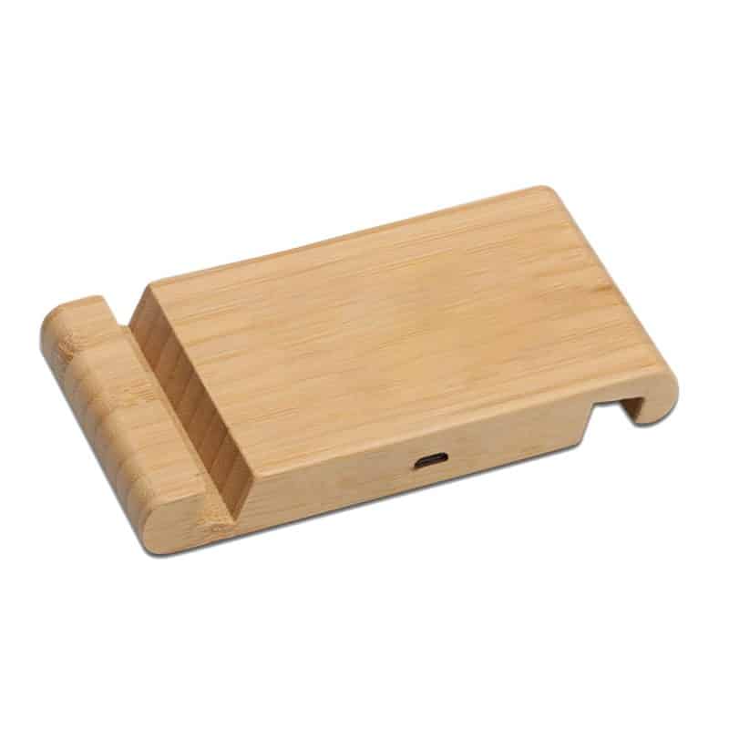 Custom Bamboo Qi-Wireless Pocket Phone Stand (10W) (BIGWOOD) - 1