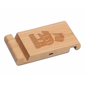 Custom Bamboo Qi-Wireless Pocket Phone Stand (10W) (BIGWOOD)