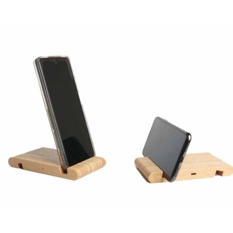 Custom Bamboo Qi-Wireless Pocket Phone Stand (10W) (BIGWOOD) - 4