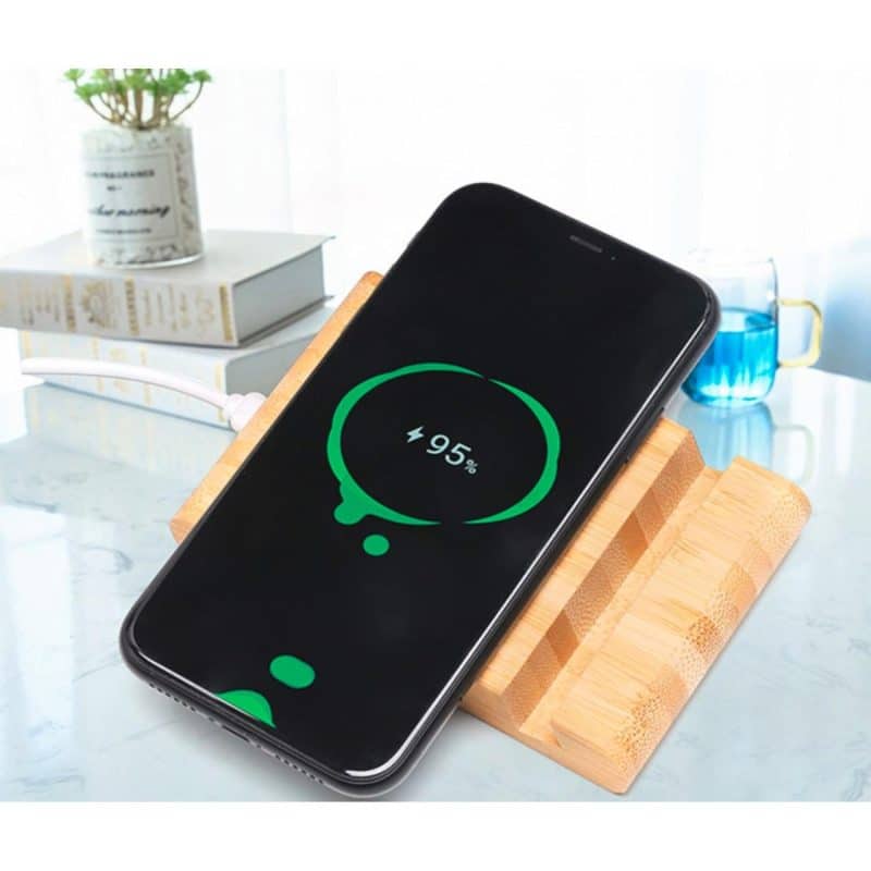 Custom Bamboo Qi-Wireless Pocket Phone Stand (10W) (BIGWOOD) - 9