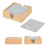 Custom Bamboo & Recycled Felt Coaster Set - 1