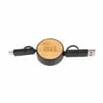 Custom Bamboo Retractable 3-in-1 Charging Cable - 5
