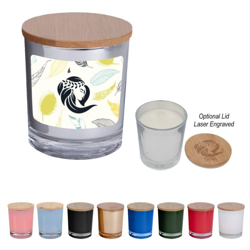 Custom Bamboo Soy Candle With Full Color Label