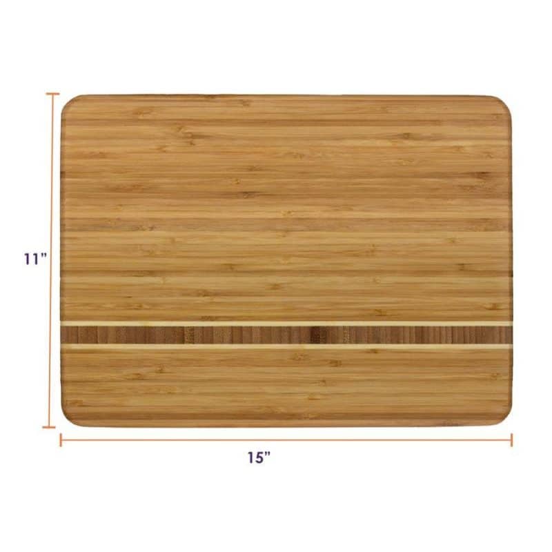 Custom Bamboo Stripe Inlay Cutting Board 15" x 11" x 0.75" - 2