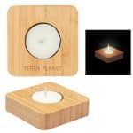 Custom Bamboo Tea Light Candle Holder With Candle