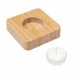 Custom Bamboo Tea Light Candle Holder With Candle - 2