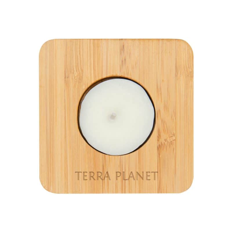 Custom Bamboo Tea Light Candle Holder With Candle - 3