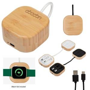 Custom Bamboo Wireless Earbuds & Watch Charger
