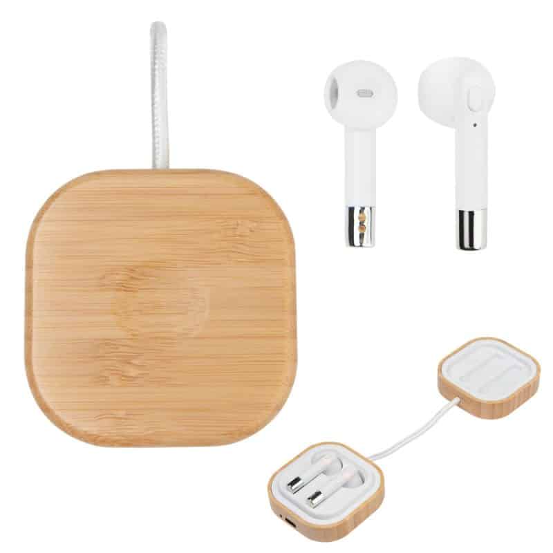 Custom Bamboo Wireless Earbuds & Watch Charger - 4