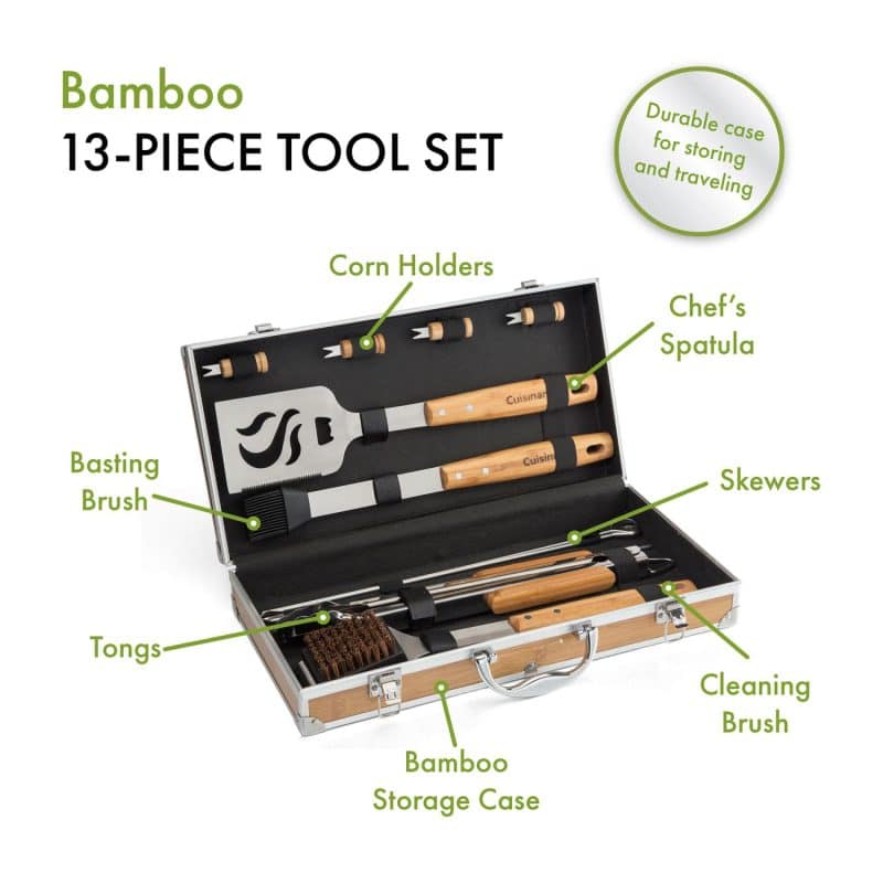 Custom Cuisinart Outdoors® Bamboo 13 PC Grill Tool Set - Bamboo - 5