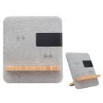 Custom Fabric & Bamboo Wireless Charger With Clock - 1