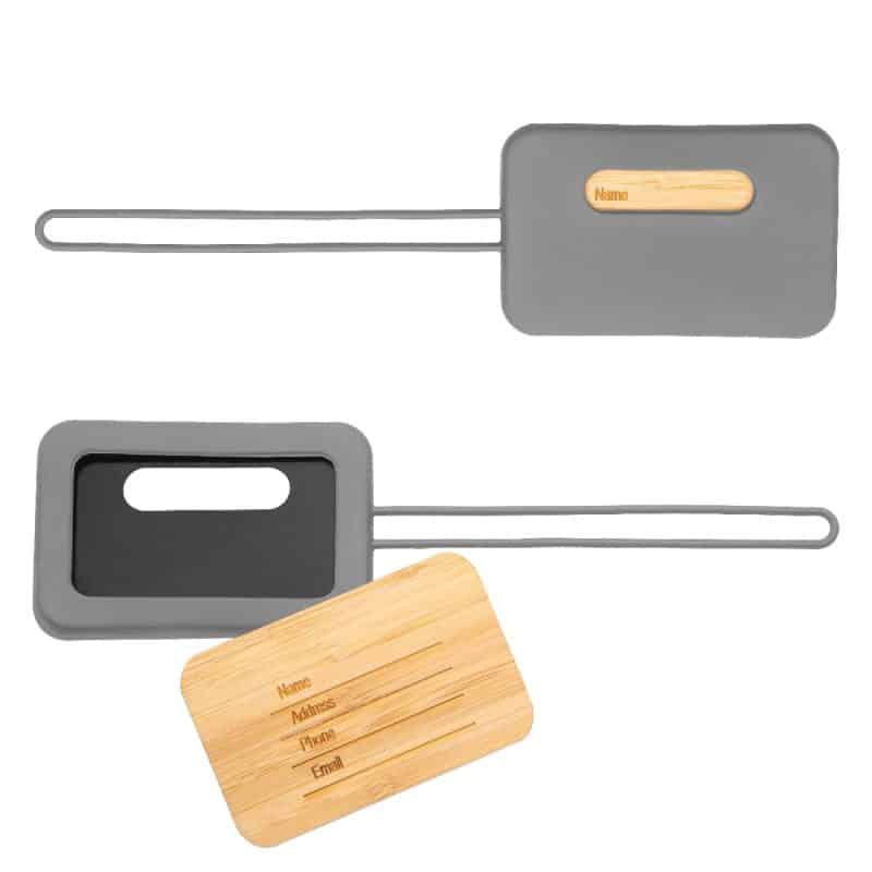 Custom First Class Bamboo & Silicone Luggage Tag - 3