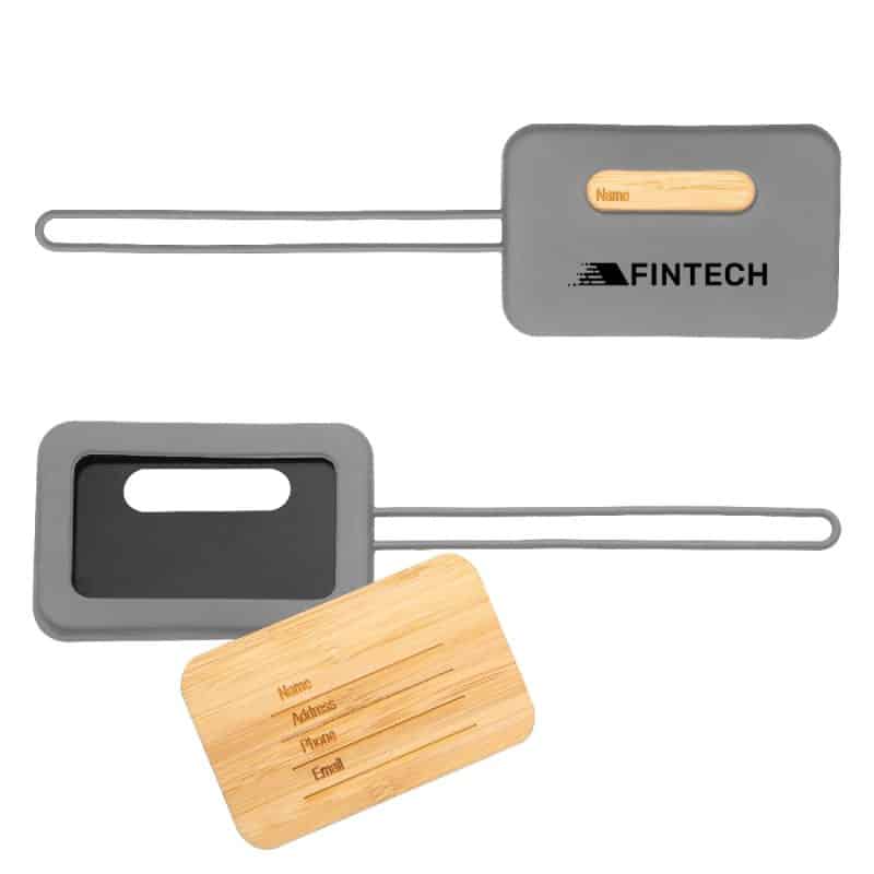 Custom First Class Bamboo & Silicone Luggage Tag - 4