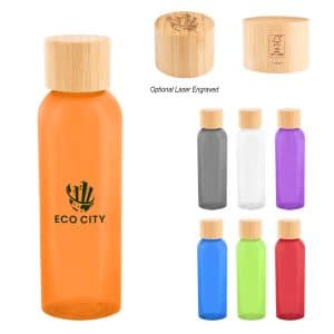 Custom Kelly Rpet Bottle With Bamboo Lid