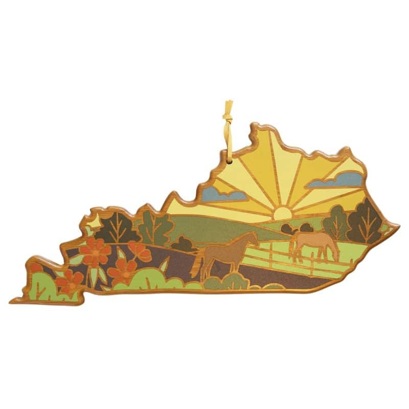 Custom Kentucky State Shaped Serving & Cutting Board w/Artwork by Summer Stokes