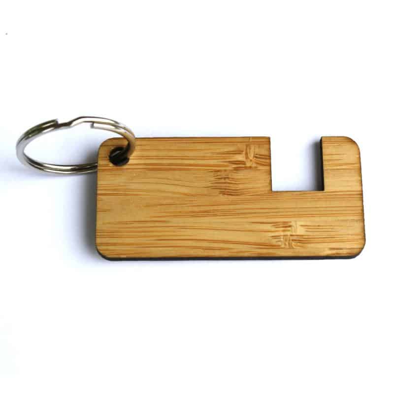 Custom Keychain Bamboo Phone Stand - 1